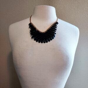 NEW Black Beaded Statement 'Bib' Necklace